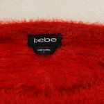 Bebe Red Fuzzy Logo Sweater Size L Soft Long Sleeve Pullover Photo 2