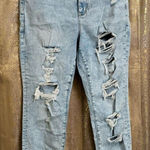 American Eagle  Light Wash Destroyed High Rise Stretch Jegging 12 Short Photo 0