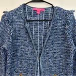 Lilly Pulitzer Simona Blue Oyster Day Navy Exotic Tweed Cardigan/Jacket XXS Photo 2