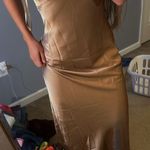 Billy J Boutique Dress satin maxi Gold Size 6 Photo 0