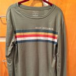 Zoe & Liv  Green Long Sleeve Shirt with Stripes Keep Dreaming Small NWT Photo 0