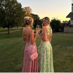 For Love & Lemons  Raya Pink Velvet Rosette Rose‎ Floral Maxi Dress Size M Photo 3