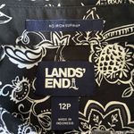 Lands' End  Women's Petite Blouse Size‎ 12 Black Paisley Long Sleeve Photo 10