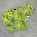 Witty Fox Yin Yang Floral Pullover Sweater Green Yellow Small Photo 11