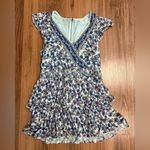Alice + Olivia $440 Mariska Blue Purple Floral Romper Mini Dress Bohemian Fairy Photo 3