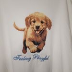 Puppy ''Feeling playful'' women's white hoodie Large Photo 2