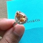 Australian Crystal Amber Stone Pear Shape Ring... Silver Photo 0