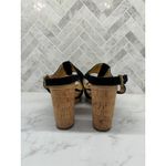 Coach Heels Womens 7 Valeann Cork Block Black Suede Round Open Toe High Gold Photo 3