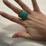 Square Turquoise Ring With Gold Band Blue Photo 2