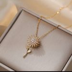Double Layer Rotable Sunflower Necklace For Women Gold Photo 0