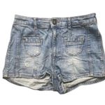 H&M SZ 6 semi-distressed high waisted denim shorts Photo 0