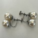 Antique Edwardian Art Deco Vintage silver double pearl drop screwback earrings Photo 9