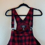 HT Denim Shortall sz XL buffalo plaid overall shorts festival summer casual goth Red Photo 2