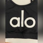 Alo Yoga  Starlet Black Sports Bra with White Logo Photo 6