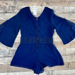 Ella Moss NWT Blue Chiffon Embellished Lace Romper sz 14 Photo 4