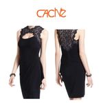 Cache Black Sheath Halter Lace Cocktail Dress 0 Photo 1