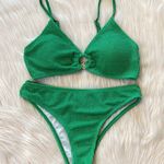 Green Crinkle Textured Bikini 2 Pc Size Small Photo 1