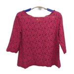 Anthropologie Weston Wear Womens Small Top Pink Floral Lace Eyelash Boat Neck Photo 6
