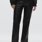 ZARA  Black Faux Leather 90’s Wide Leg Moto Pants Size 14 NWT Photo 0