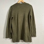 Libby Edelman Olive Green Cardigan Large Varsity Patches Heart Lips Cozy Knit Photo 5