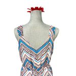 Halo Chevron Patterned Sleeveless Dress, Red, white and blue with Tie sash Sz M Size M Photo 3