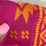 Savanna Jane L Aztec embroidered sleeveless mini dress pink Fuchsia tassels Size L Photo 15