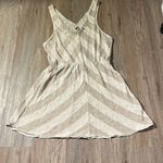 We The Free FREE PEOPLE Striped Chevron Print Gold Metallic Knit Sequin Empire Waist Dress Photo 0