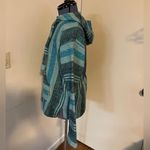 Mexican Poncho Baja Hoodie Surfer Drug Rug Pullover Made in Mex Unisex Turquoise Blue Size M Photo 1