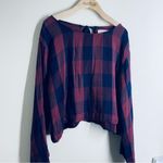 Bella Dahl  Plaid Bell Sleeve Tie Back Top size S Photo 11