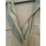 Peach Royal Women's Green Long Sleeve Full Zip Sheer Shirt Blouse Size Small Photo 3