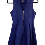 Black Swan 🎓 Navy Plunge V Neck Zippered Front A Line Dress Photo 0