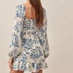 Reformation | Cammi Floral Long-Sleeve Mini Dress in Corsica Blue Photo 5