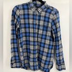 J.Crew Women’s  boy shirt blue red white button up plaid cotton flannel size 2 Photo 0
