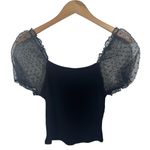 Altar'd State Top Women S Black Puff Sleeve Dark Romanic Feminine Ruffle Bratz Photo 1