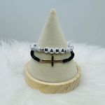 Stainless Steel Cross beaded w/ Mama Bracelet Black Photo 3