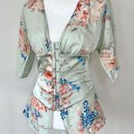Moda International Silk Corset Blouse Green Photo 0