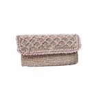 Vtg Woven Rattan Clutch Purse Women's Made In Japan Wicker Beach Pink Beige Boho Photo 3