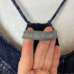 Finn and Clover  Navy Blue Washed Boho Drop Waist Dress w/Lace Panel Size L Photo 3