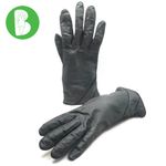 VINTAGE BERMANS GRAY LEATHER WITH BLACK TRIM LINED GLOVES (M) Photo 1