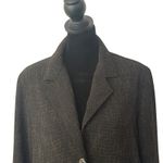Chico's  1 Black Textured Blazer Jacket Silk Lining Bamboo Chinese Size M Brown Photo 6