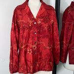 VNTG 100% SILK APPLIQUÉ EMBROIDERED LIGHTWEIGHT JACKET GOLD STITCHING HAND MADE Red Size M Photo 0