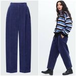 NEW Marni X Uniqlo Corduroy Wide Fit Pleated Pants in Navy Blue Size XS Photo 1