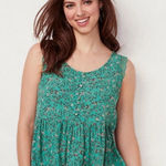 LC Lauren Conrad ✨ Women's Green Sleeveless Floral Blouse Tiered Tank Top✨ Photo 0