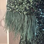 NWT J.Marie Selena Sequin Feather Sleeve Dress Size Small Green Photo 2
