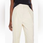 MOTHER High Waisted Egret Tunnel Vision Pleated Prep Faux Leather Pants Size 23 Photo 1