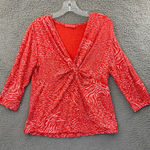 Fresh Produce  3/4 Sleeve Knotted Mixed Animal Prints Top Coral Women's‎ M Photo 0