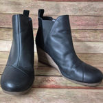 Toms Kelsey Wedge Women's Black Pull On Ankle Booties Leather Size 9 Classic Photo 0
