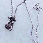 Boutique Sterling silver CZ covered Cat pendant necklace. Photo 2