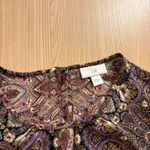 J.Jill  Paisley Print Blouse Medium Purple Keyhole Cutout Long Sleeve Polyester Photo 1