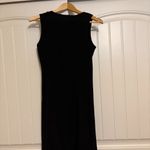 Boston Proper  Square Neck Dress XS Xtra Small Solid Black Nylon Blend Midi LBD Photo 2